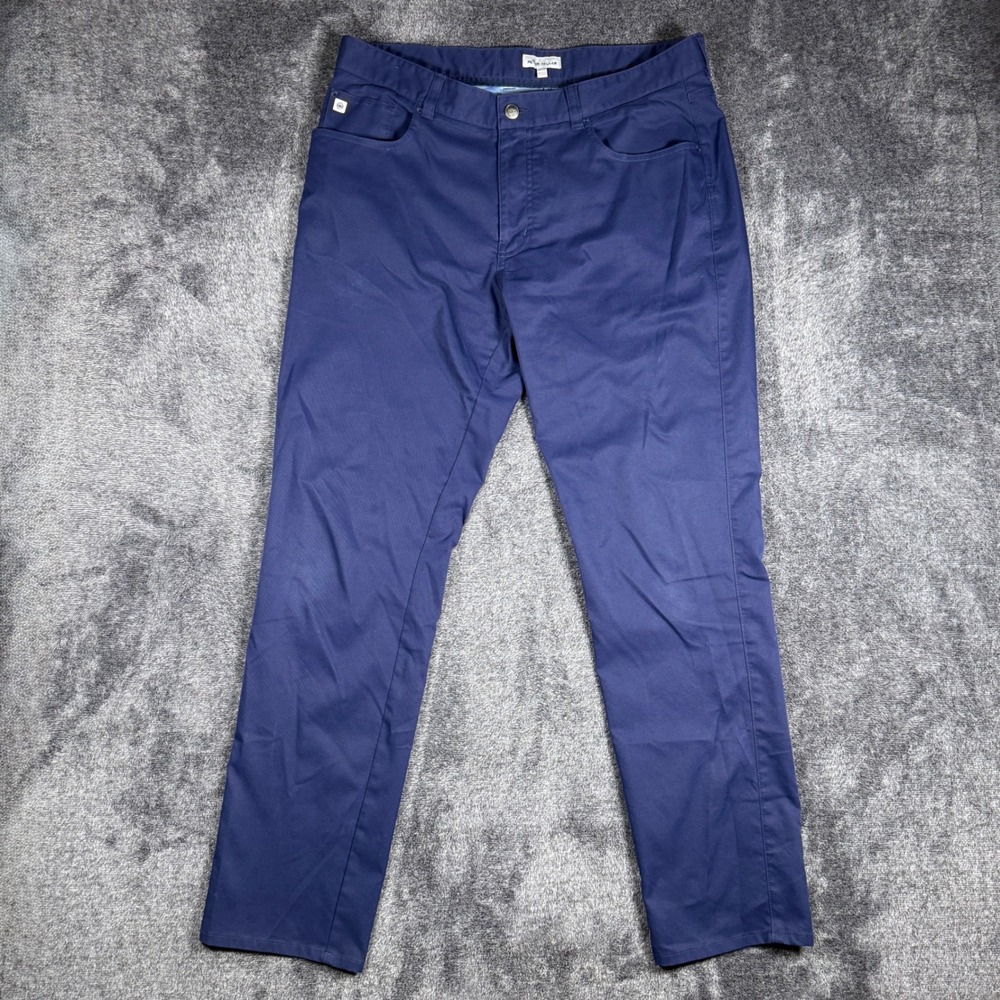 Peter Millar Mens EB66 Performance Pants Navy Blue 36x32 Golf Trousers 5-Pocket